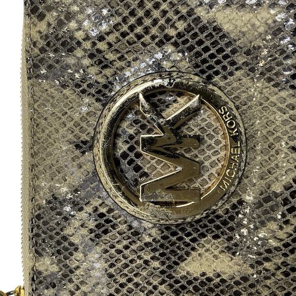 Michael Kors Leather Wristlet with Snake Skin Print - Picture 3 of 11